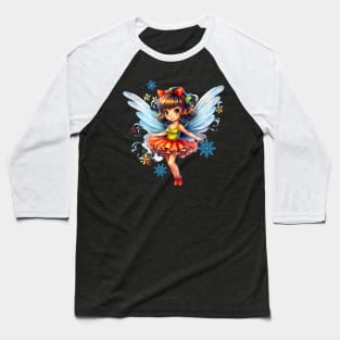 Dancing Christmas Fairy Snowflakes Fairies Baseball T-Shirt